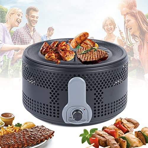 Barbecue a carbonella portatile senza fumo con ventilatore